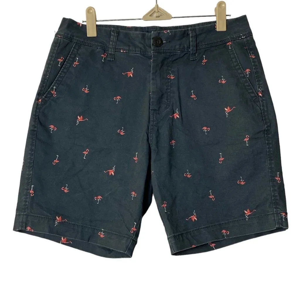 Aeropostale Men Size 28‎ Flamingo Embroidered Cotton Blend Chino Shorts